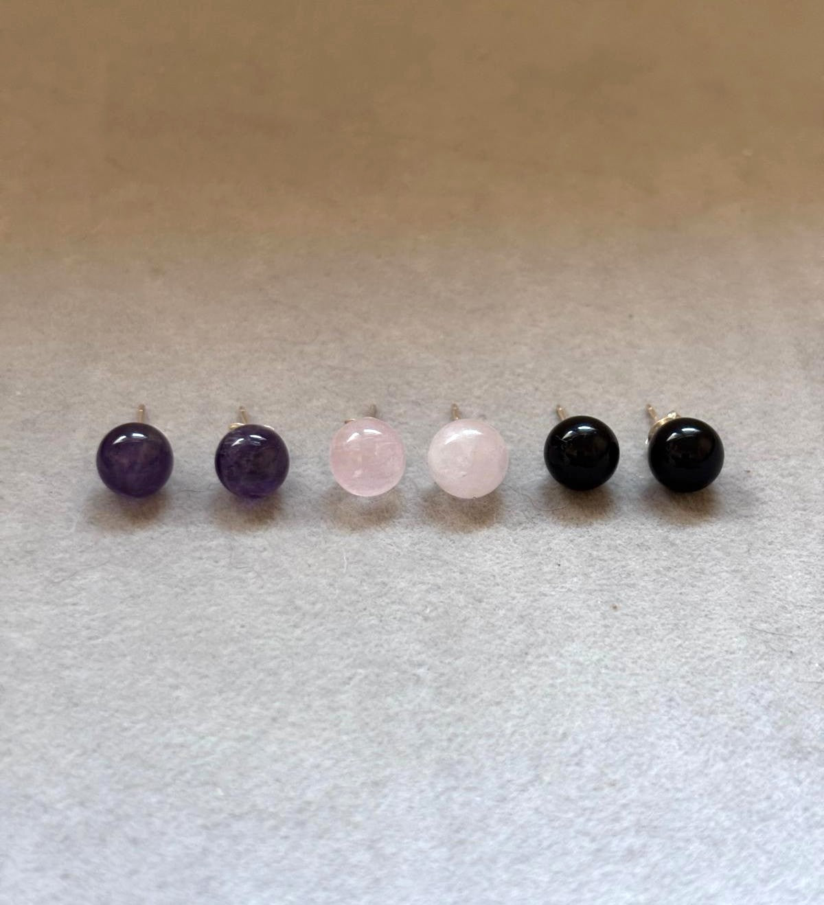 Pendientes Ónix, Amatista y Cuarzo Rosa · Plata de Ley 925