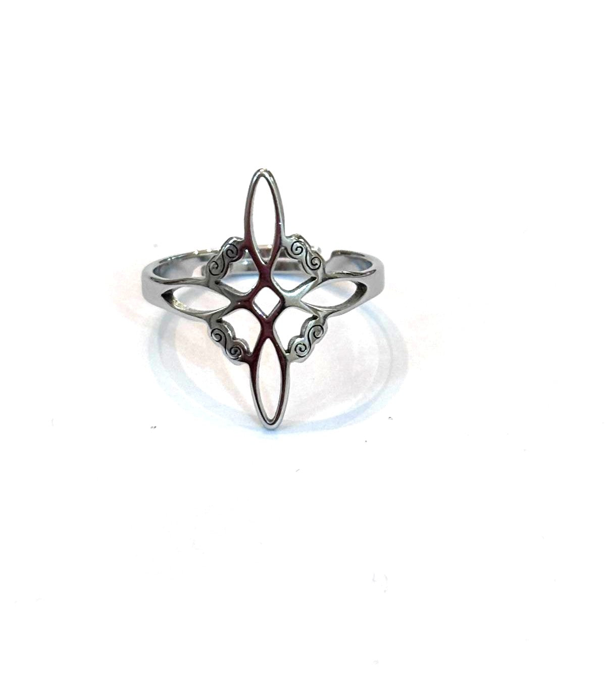 anillo ajustable nudo de bruja (acero inoxidable)