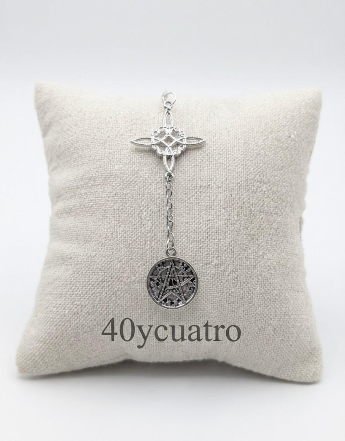 Colgante de Protección y Poder, Nudo de Bruja y Tetragrámaton en Plata 925