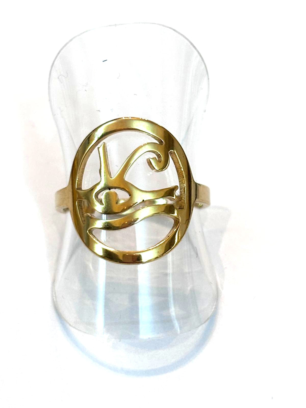 anillo ajustable ojo de Horus ( acero inoxidable dorado)