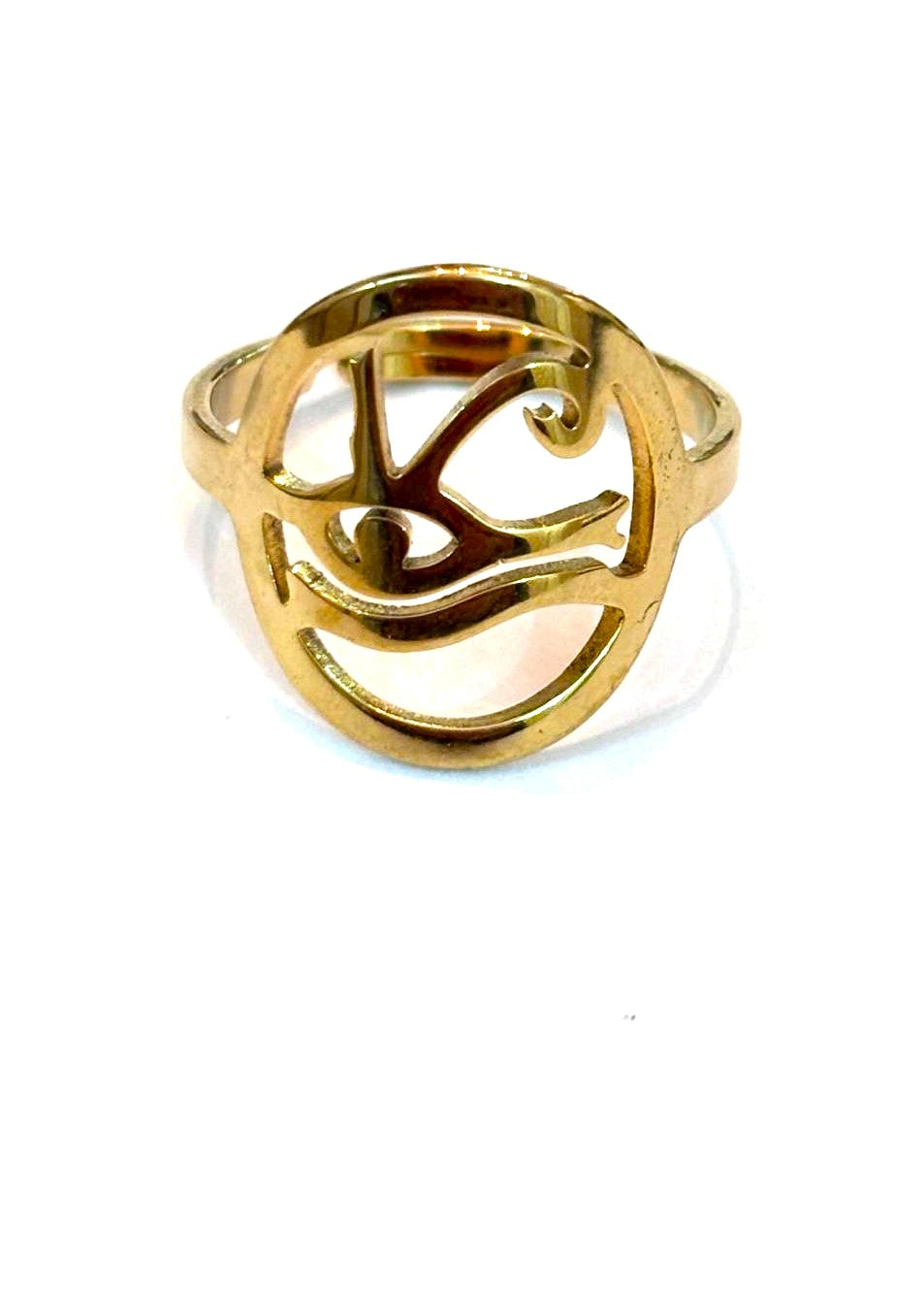 anillo ajustable ojo de Horus ( acero inoxidable dorado)