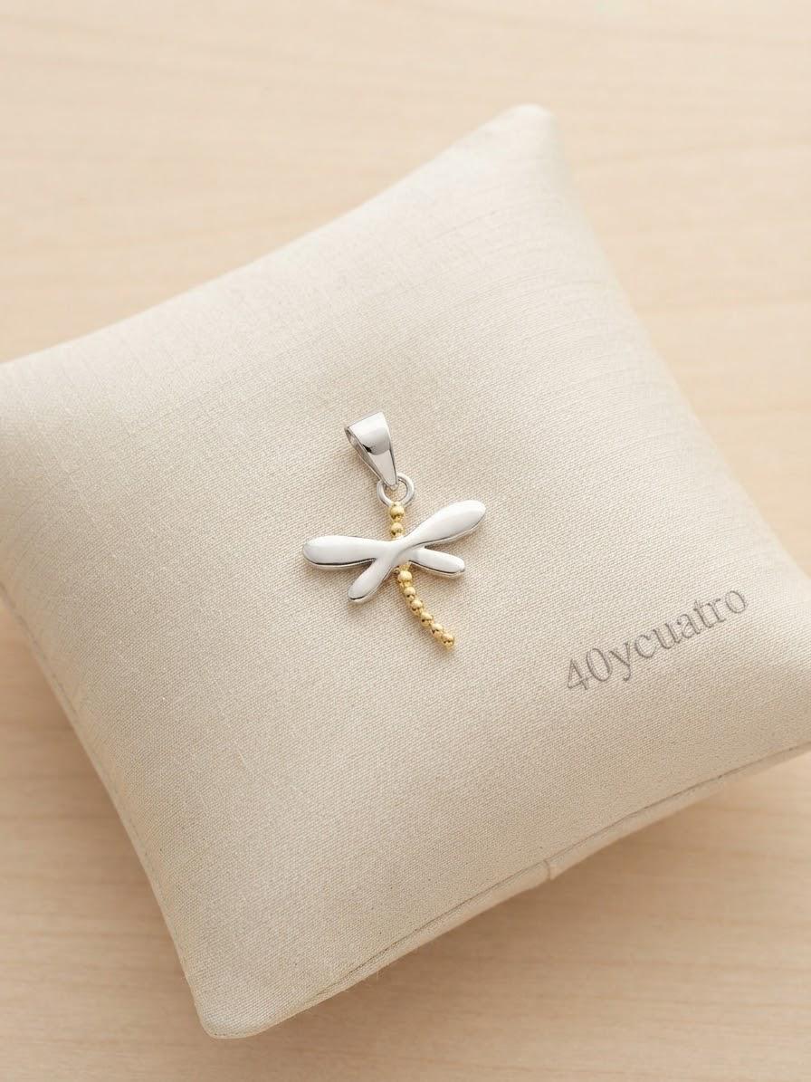 Colgante Libélula · Plata 925 Chapado Oro 18k