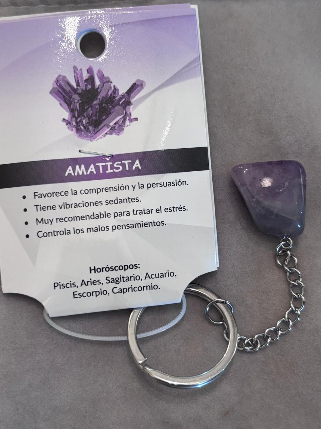 llavero piedra natural amatista