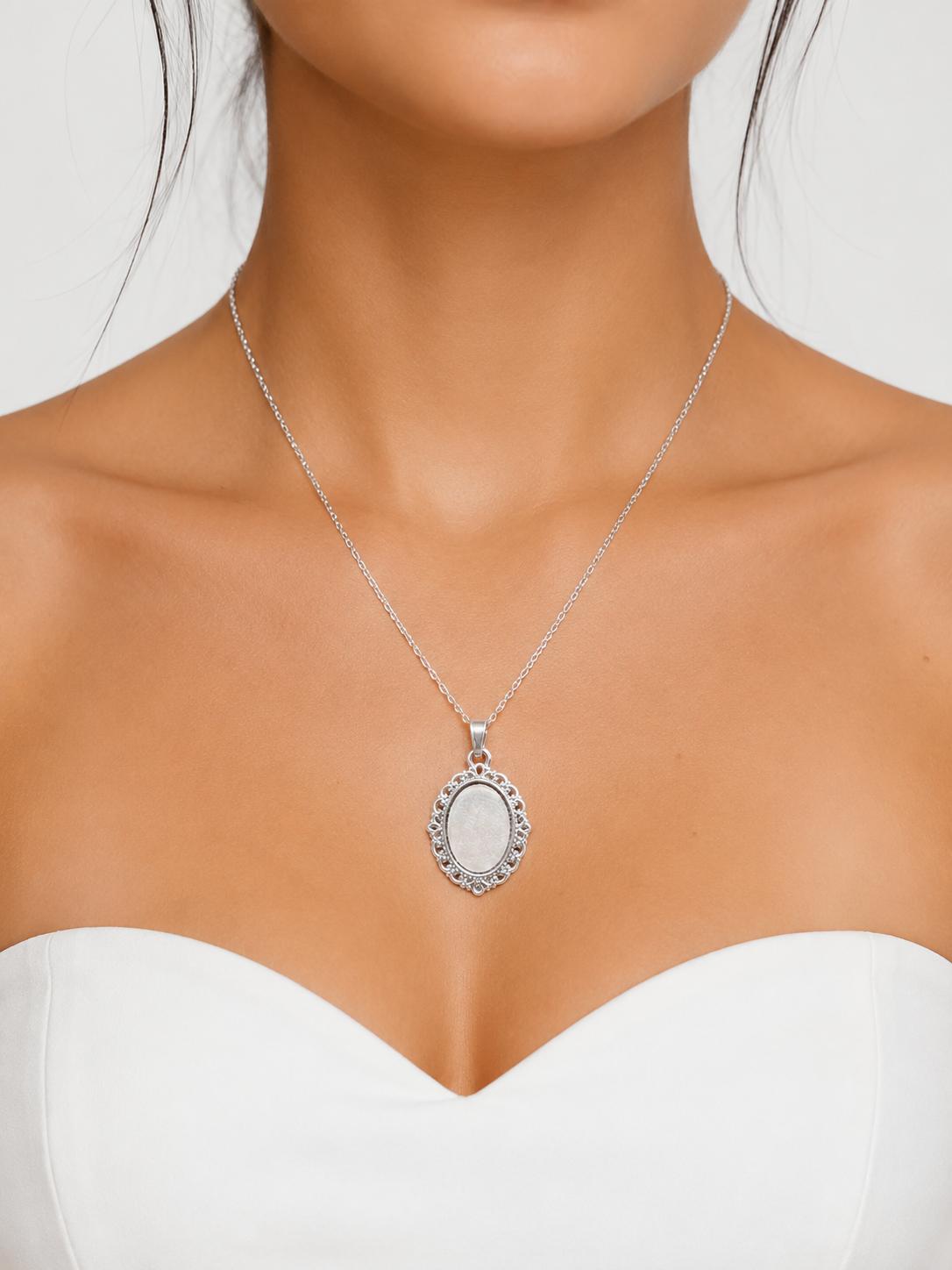 Collar espejo de volteo plata 925 - amuleto protección mal de ojo con cadena 45cm 40ycuatro
