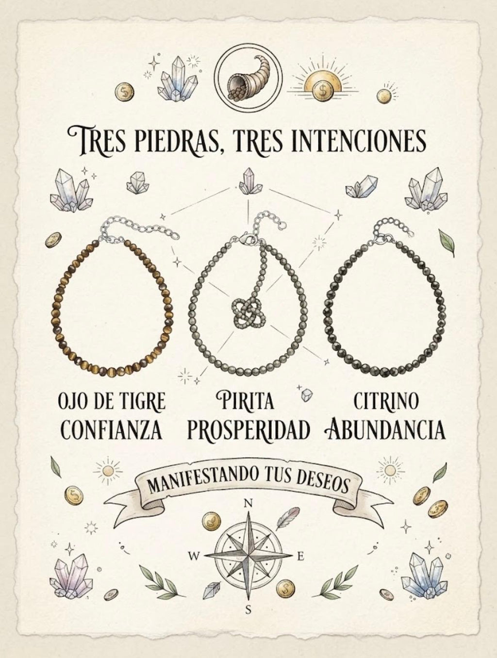 Trío de la Abundancia | Pulseras de ojo de tigre, citrino y pirita