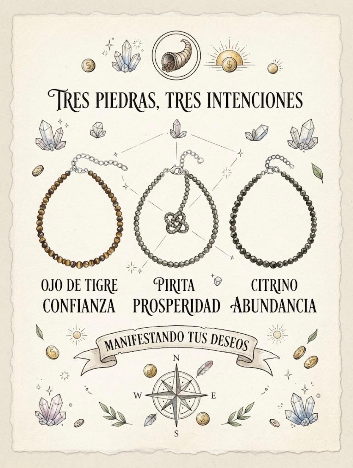 Trío de la Abundancia | Pulseras de ojo de tigre, citrino y pirita