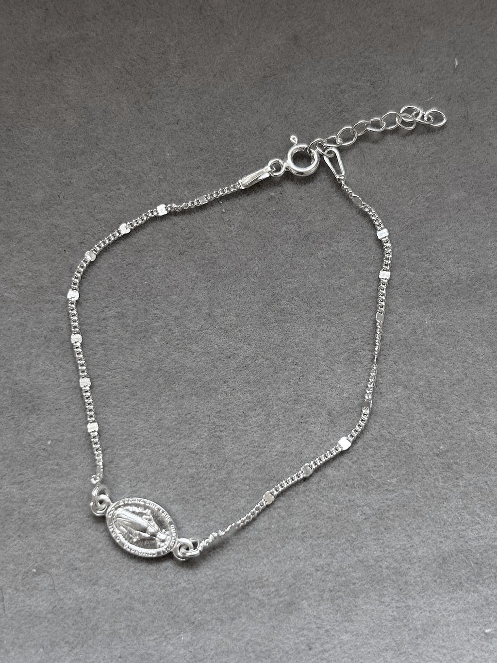 Pulsera Virgen de la Milagrosa , Plata de Ley 925, Ajustable
