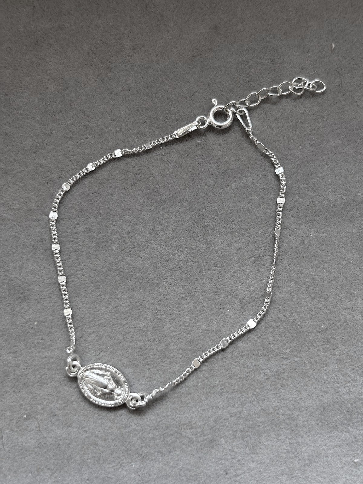 Pulsera Virgen de la Milagrosa , Plata de Ley 925, Ajustable