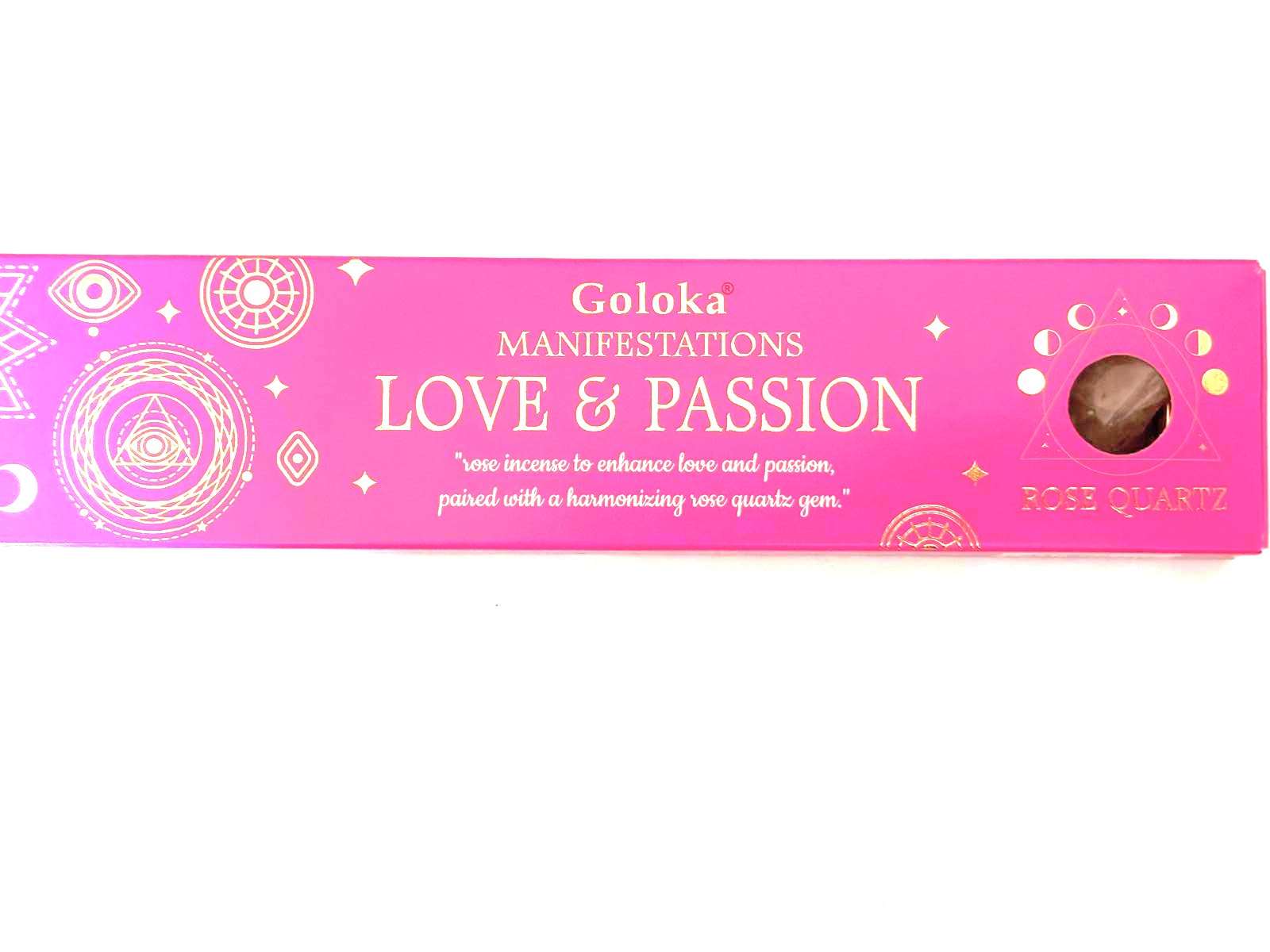 incienso- AMOR Y PASIÓN- CON PIEDRA DE CUARZO ROSA-goloka