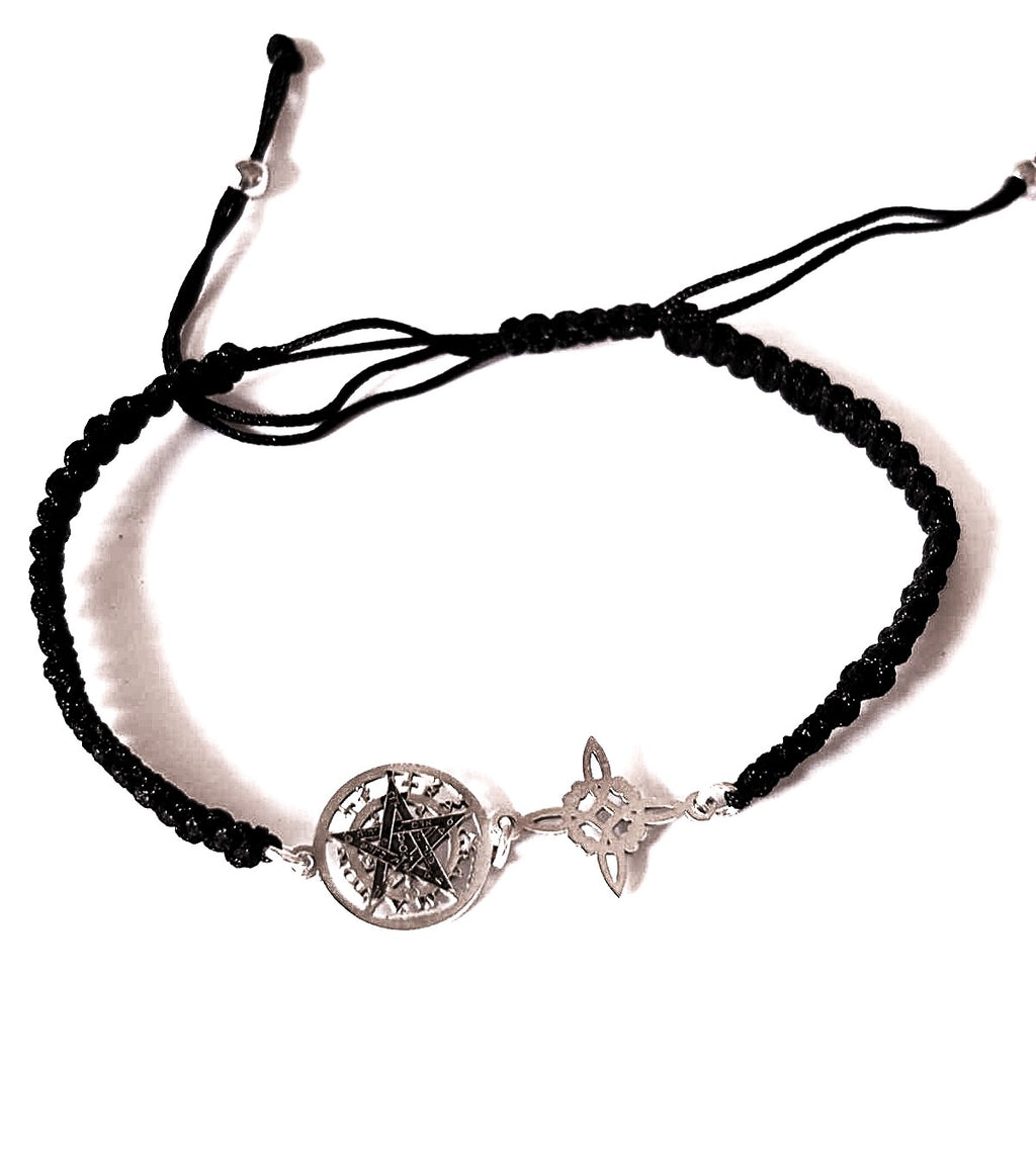 pulsera amuleto doble protección macramé y plata 925