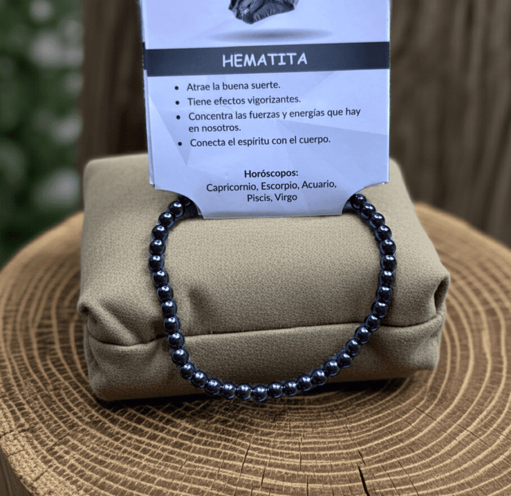 pulsera elástica hematita natural