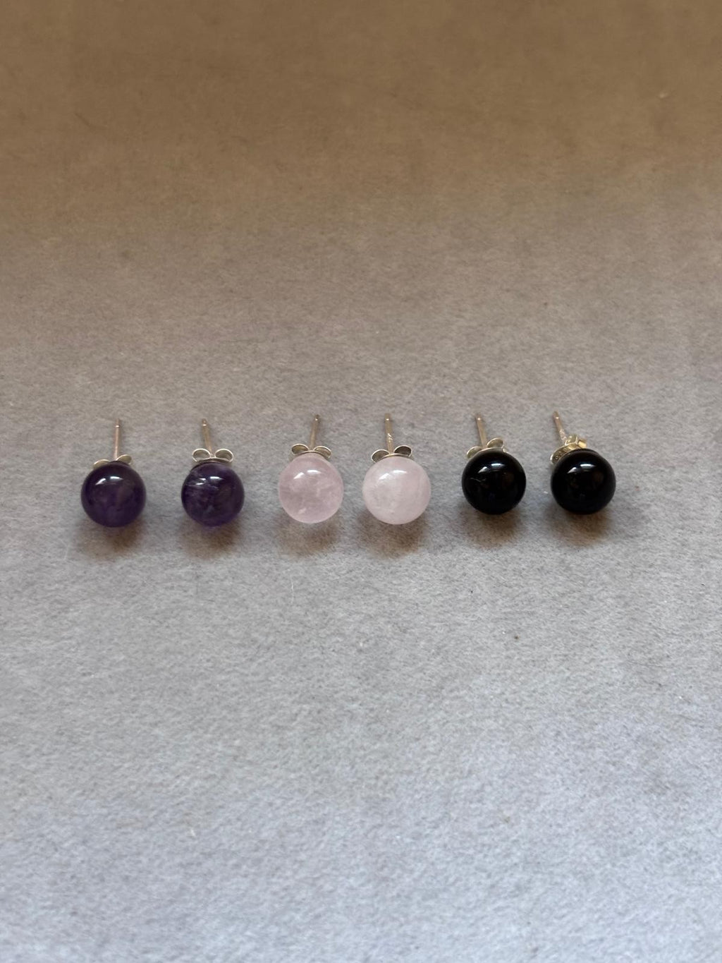 Pendientes Ónix, Amatista y Cuarzo Rosa · Plata de Ley 925