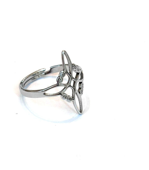 anillo ajustable nudo de bruja (acero inoxidable)
