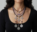 collar doble protección con amatista, turmalina y ojo de tigre