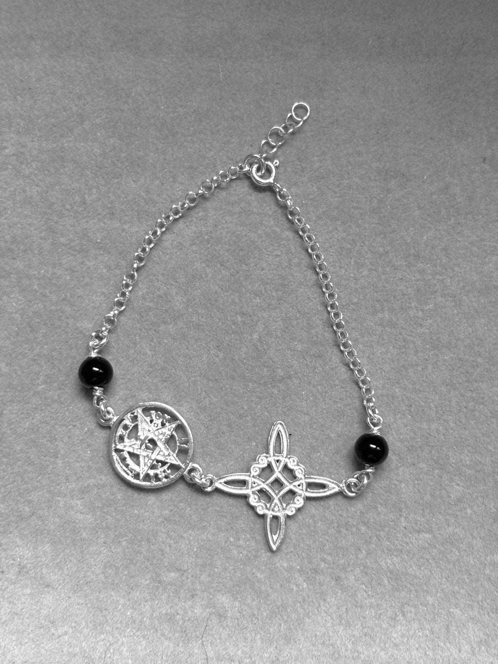 Pulsera de plata 925 y turmalina negra fuerza y Protección