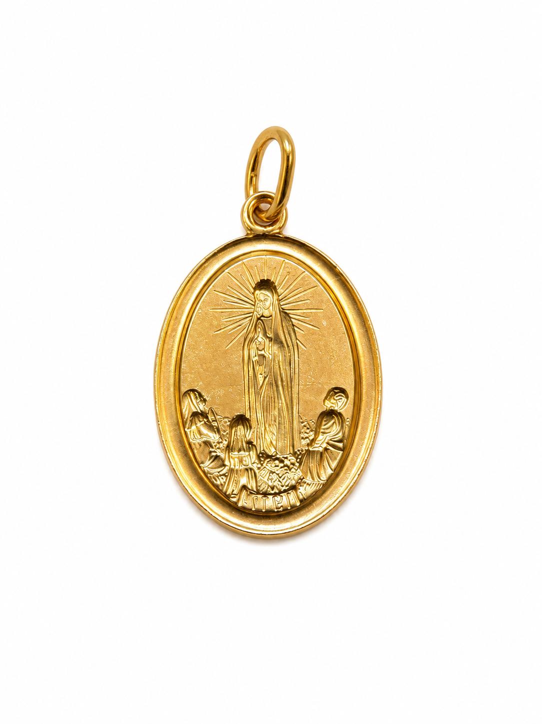 Colgante Virgen de Fátima Plata 925 y Chapado Oro 18k