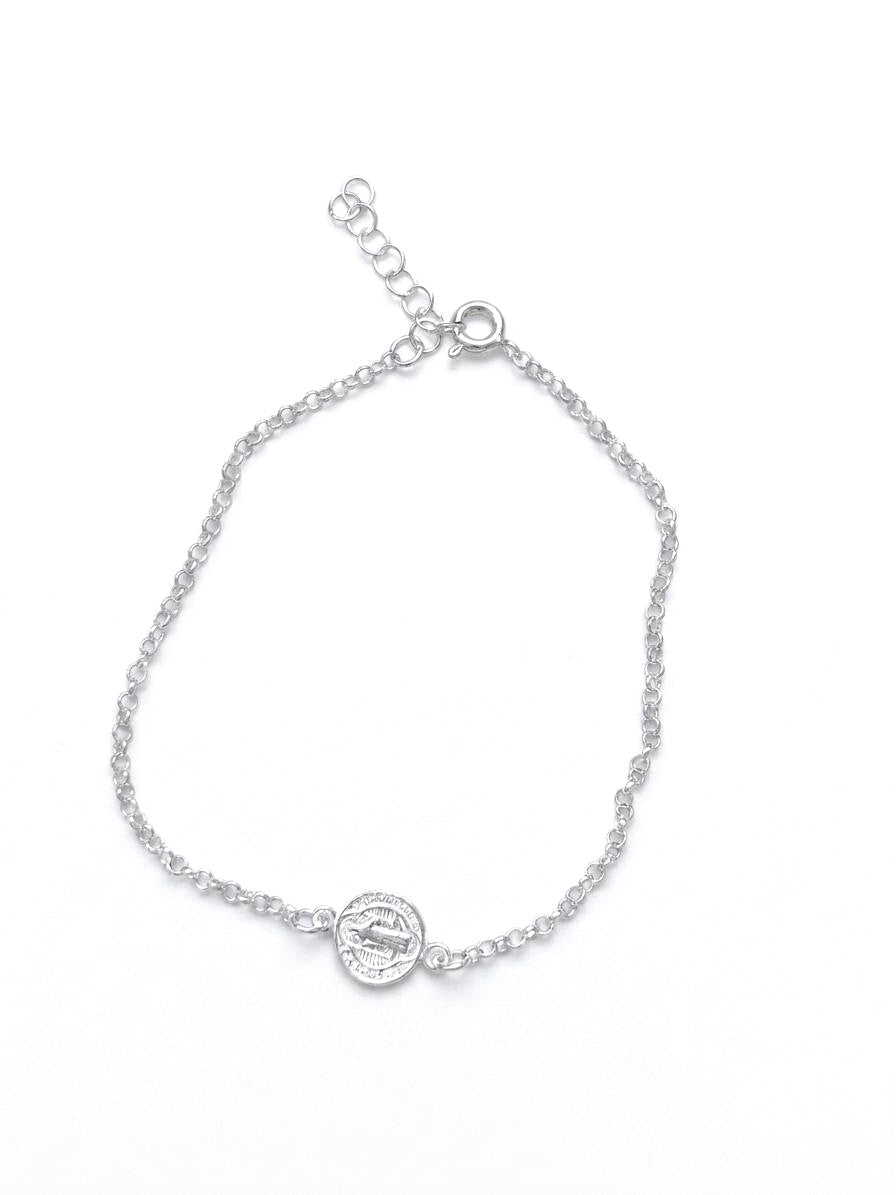 Pulsera Medalla San Benito · Plata 925