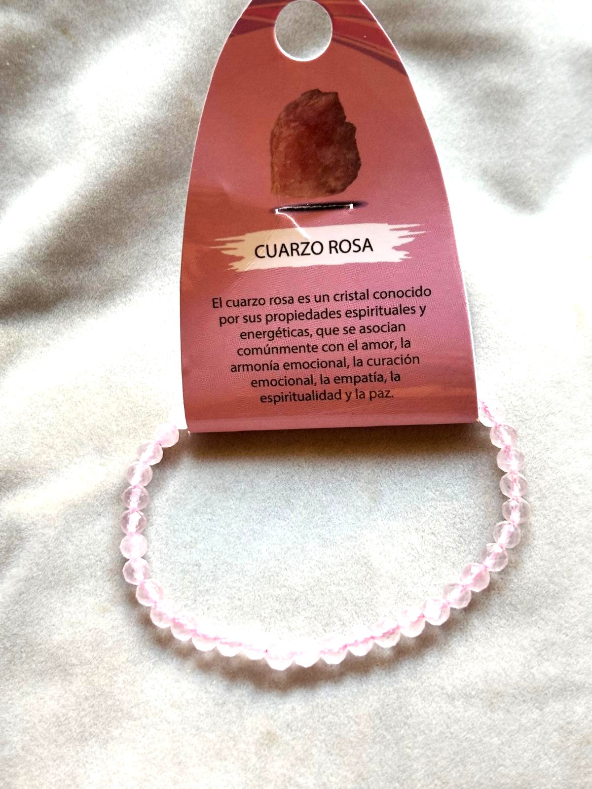 pulsera facetada cuarzo rosa