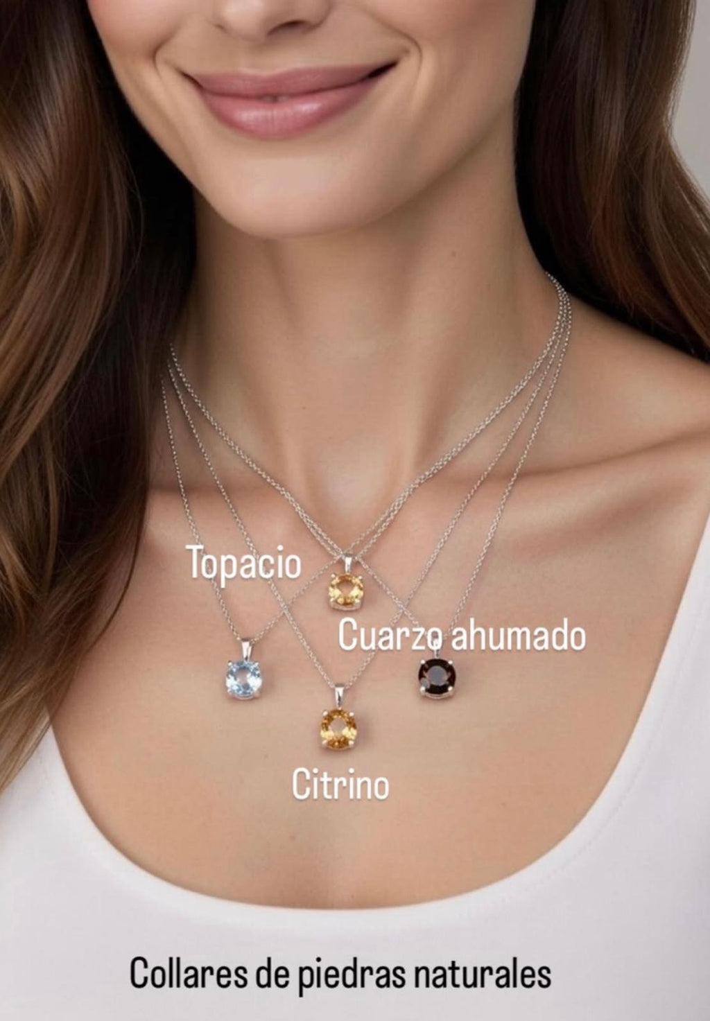 collar topacio, cuarzo ahumado y citrino