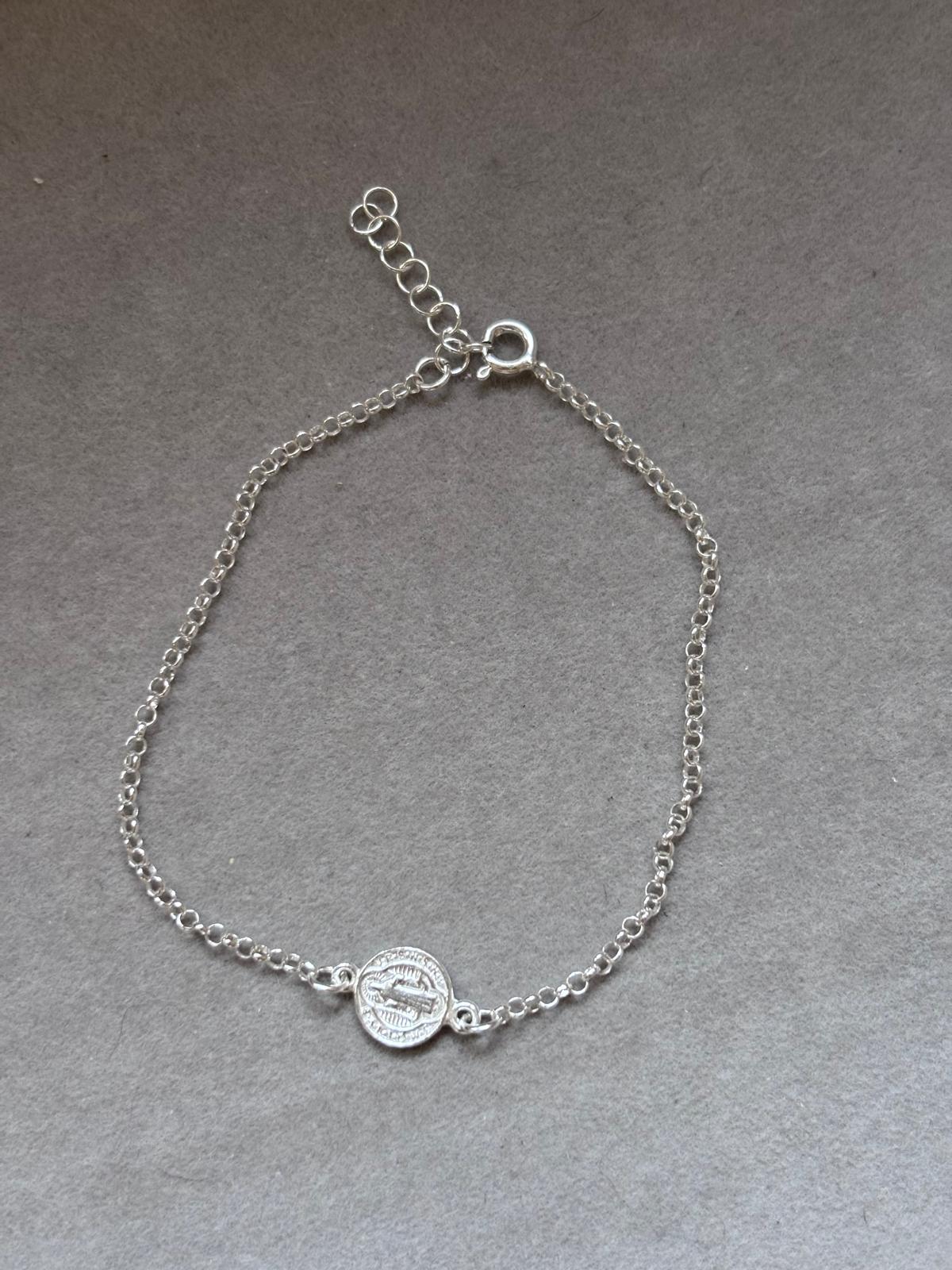 Pulsera Medalla San Benito · Plata 925