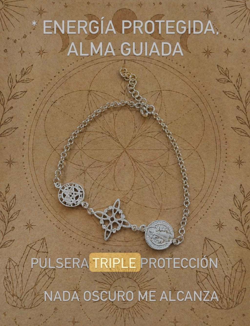 pulsera amuleto triple protección