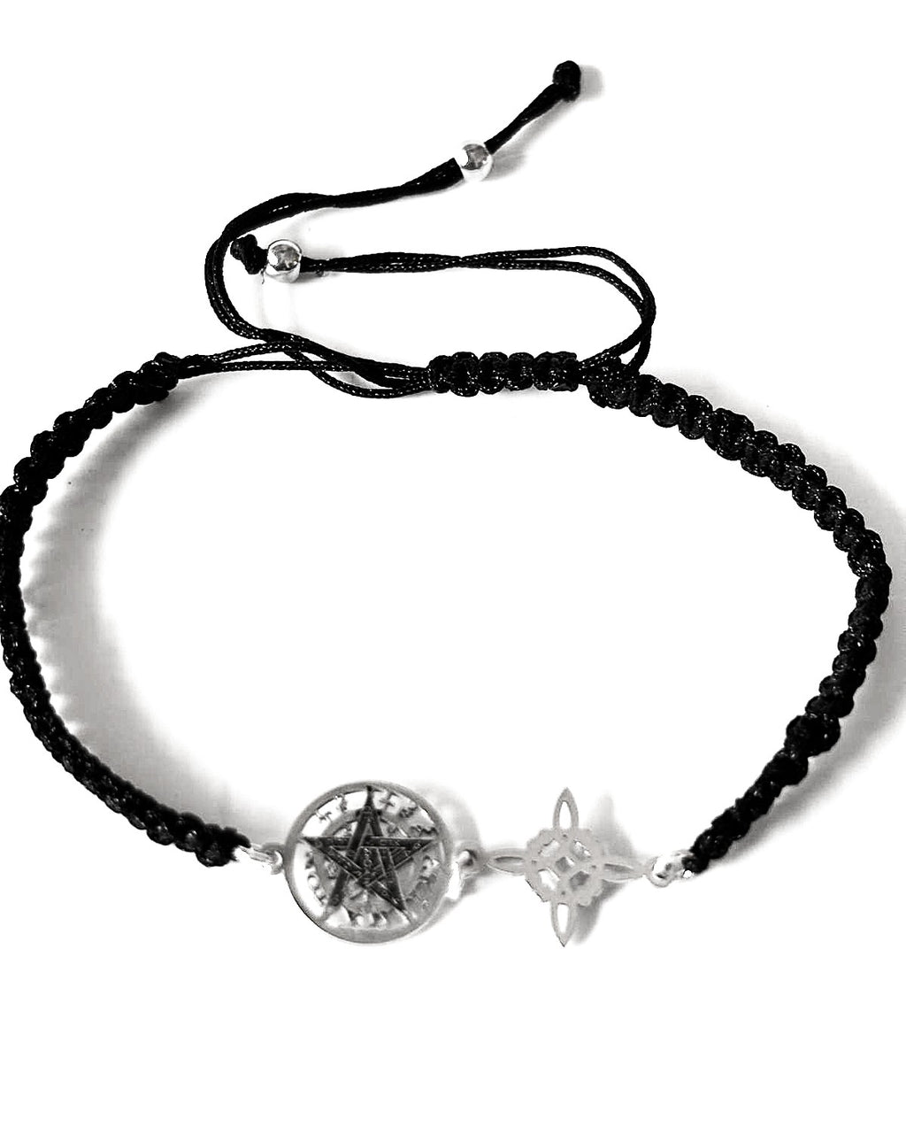 pulsera amuleto doble protección macramé y plata 925