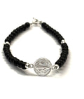 Pulsera Turmalina y Medalla San Benito Unisex 19cm