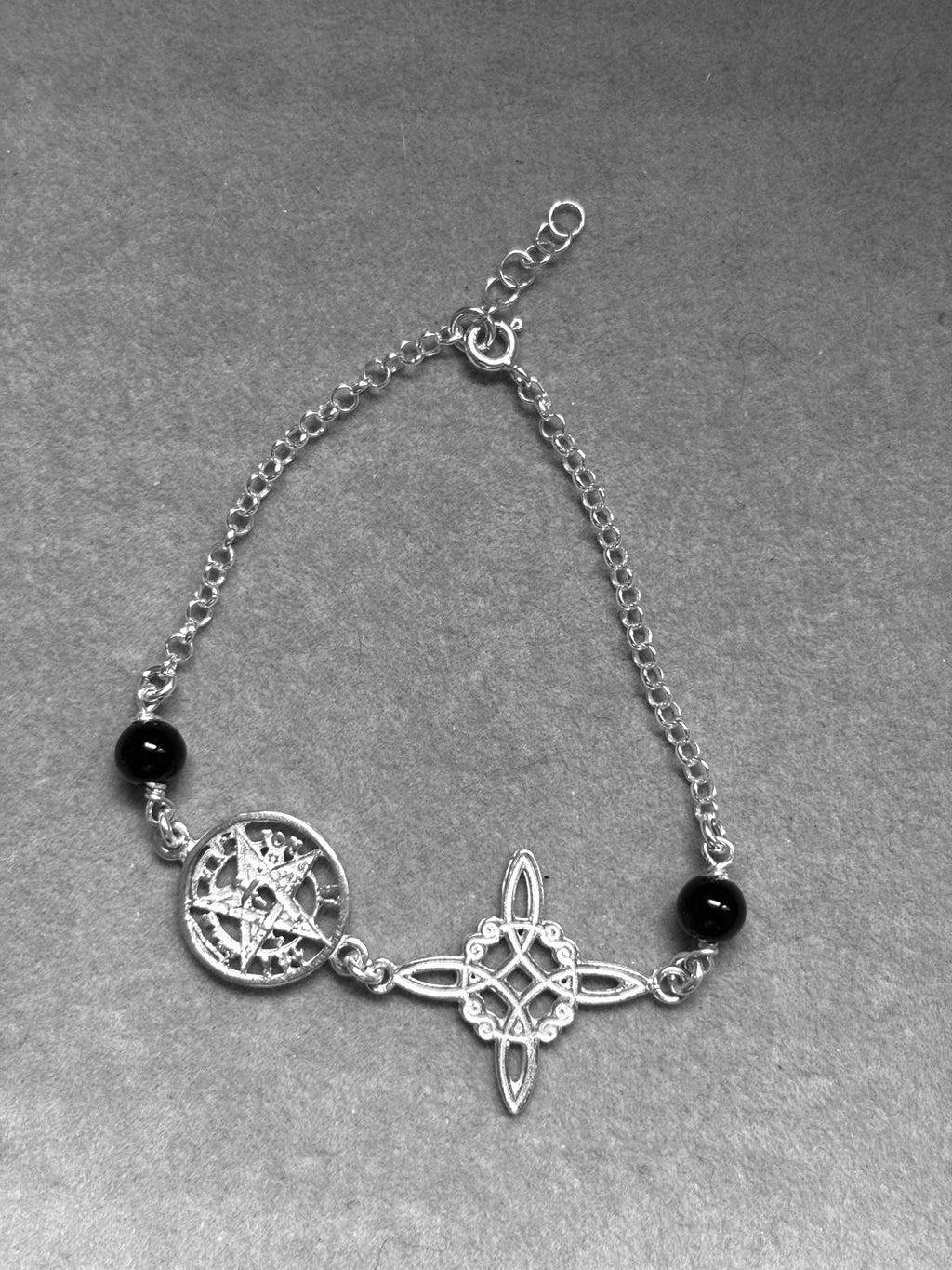 Pulsera de plata 925 y turmalina negra fuerza y Protección