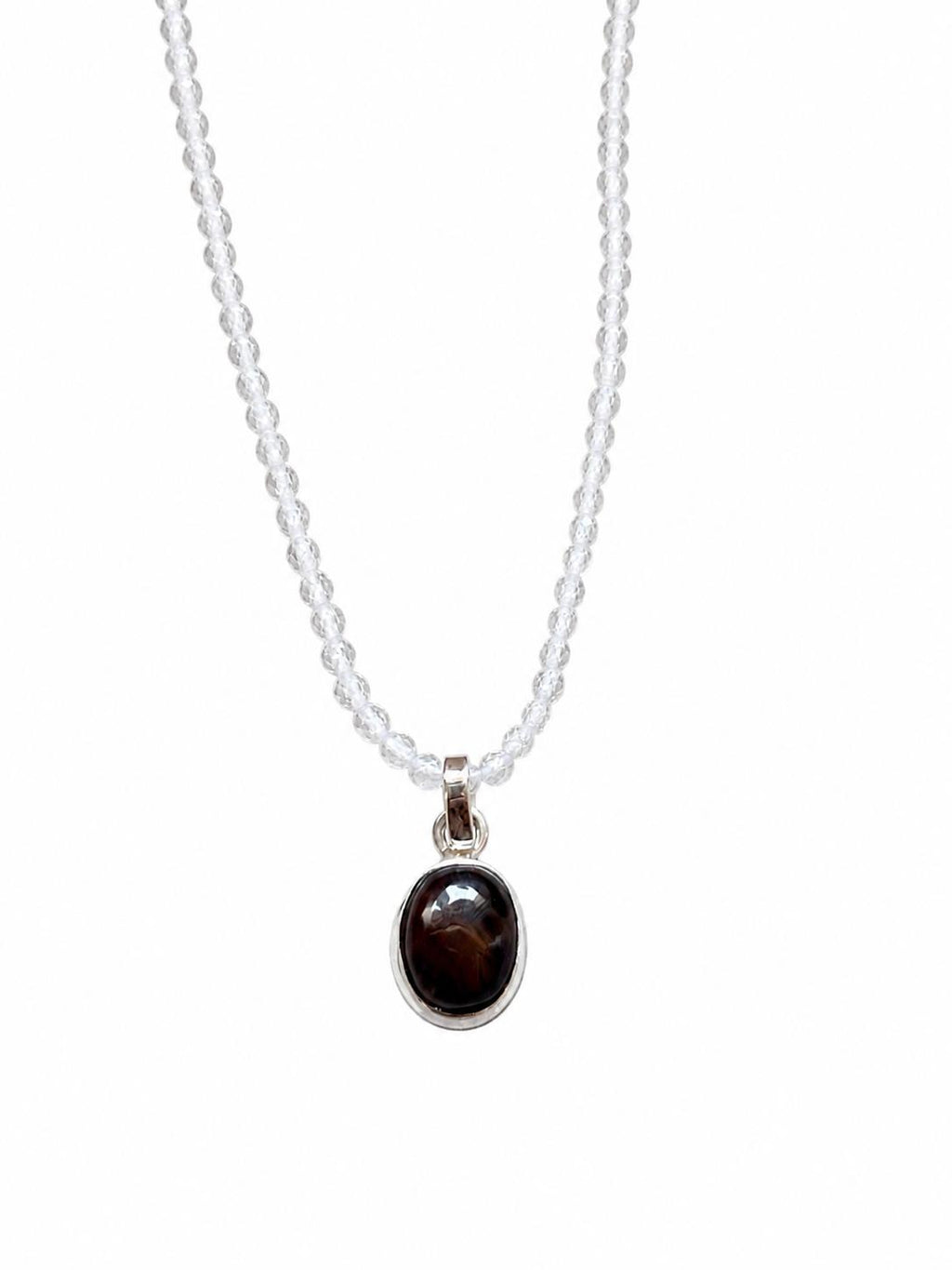 Collar Plata 925 Cuarzo Maestro y Ágata Fuego 40cm
