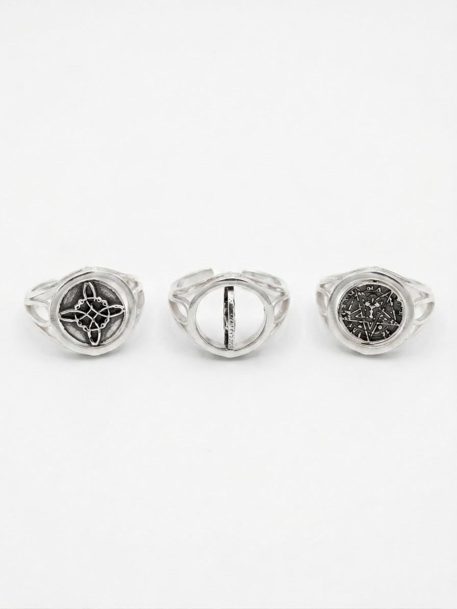 Anillo giratorio nudo de bruja y tetragrámaton plata 925