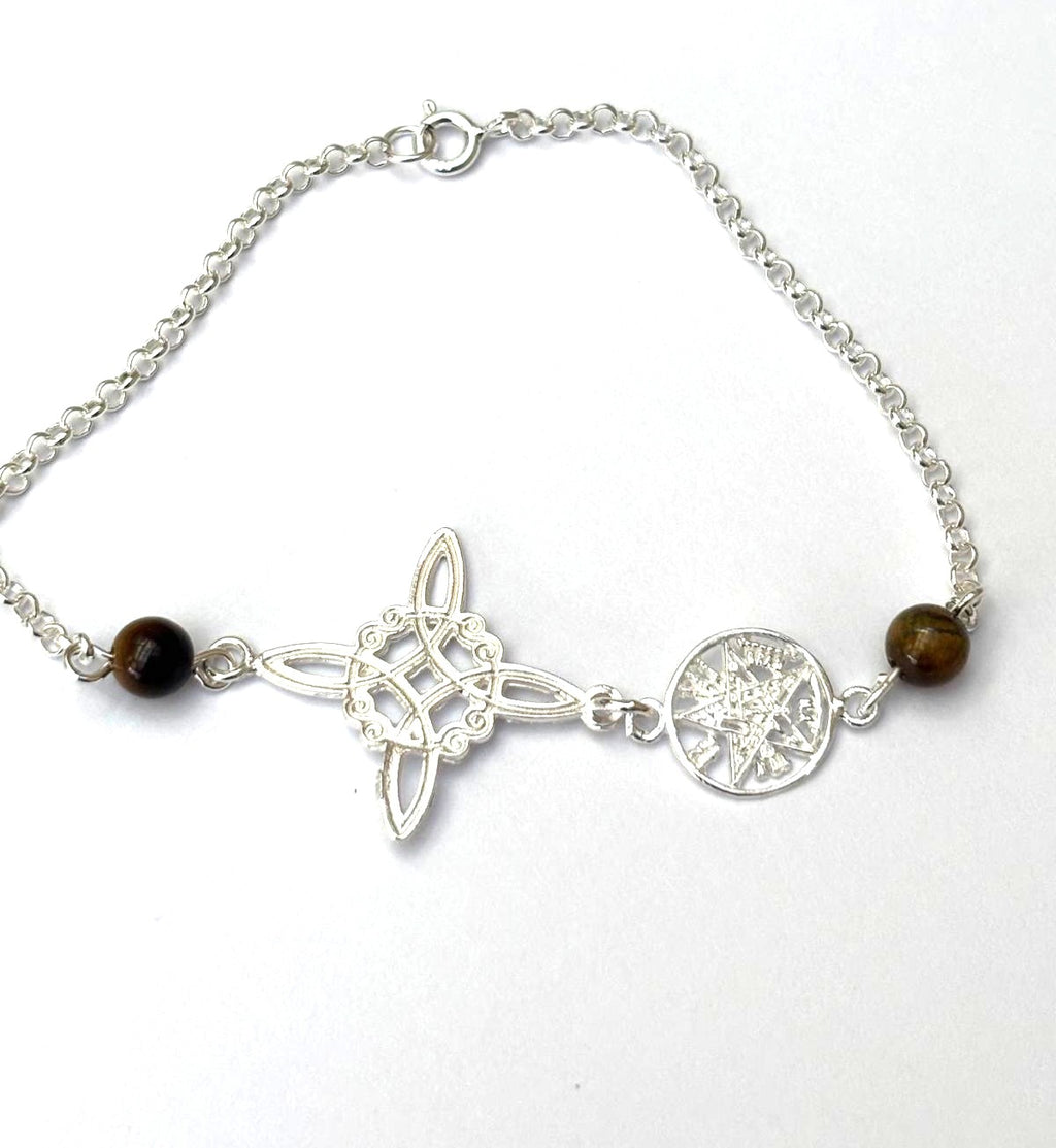 Pulsera amuleto doble protección con ojo de tigre