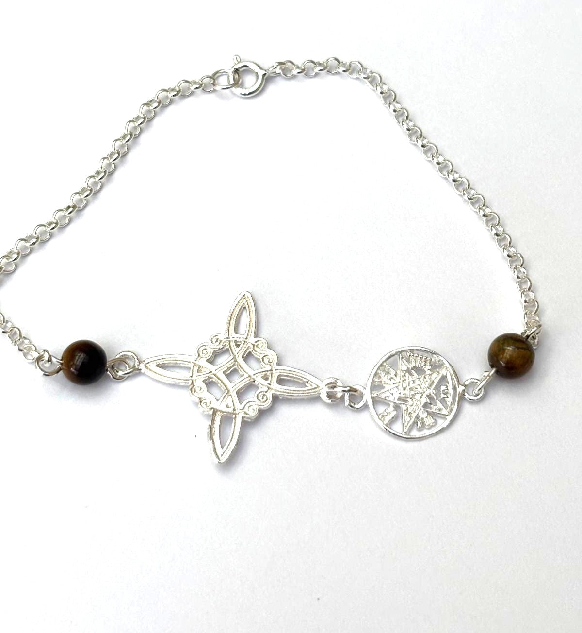 Pulsera amuleto doble protección con ojo de tigre