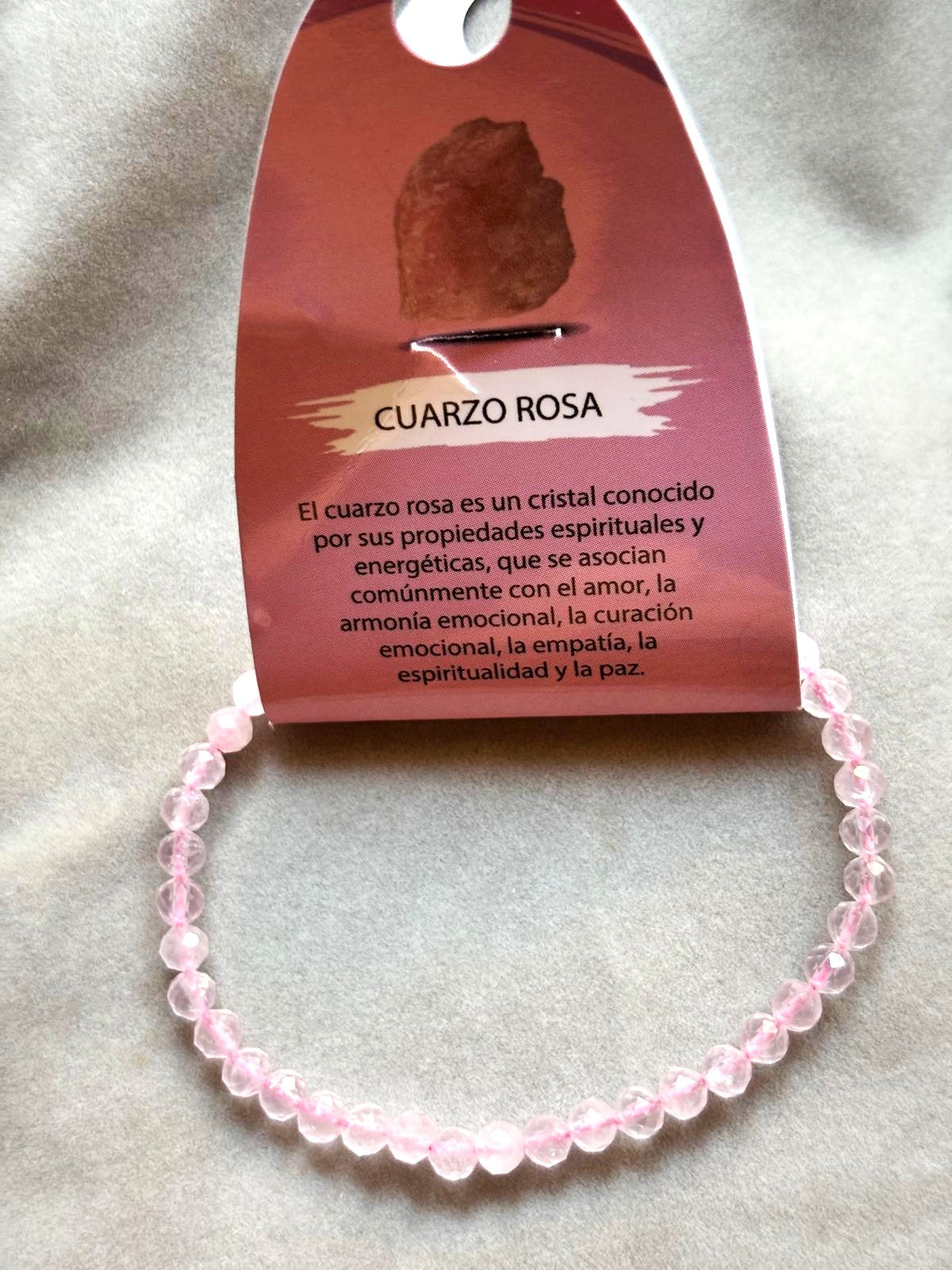 pulsera facetada cuarzo rosa