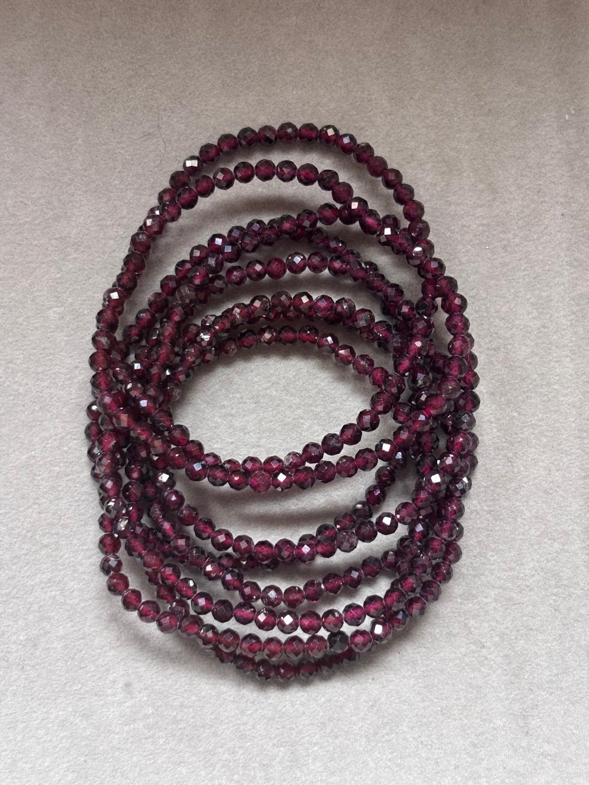 Pulsera Facetada Granate · Plata 925
