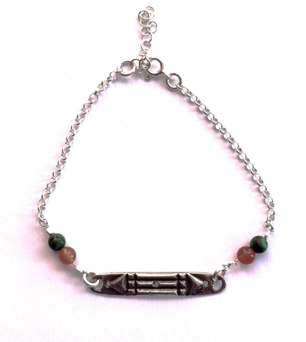 Pulsera Atlante, cornalina y Malaquita