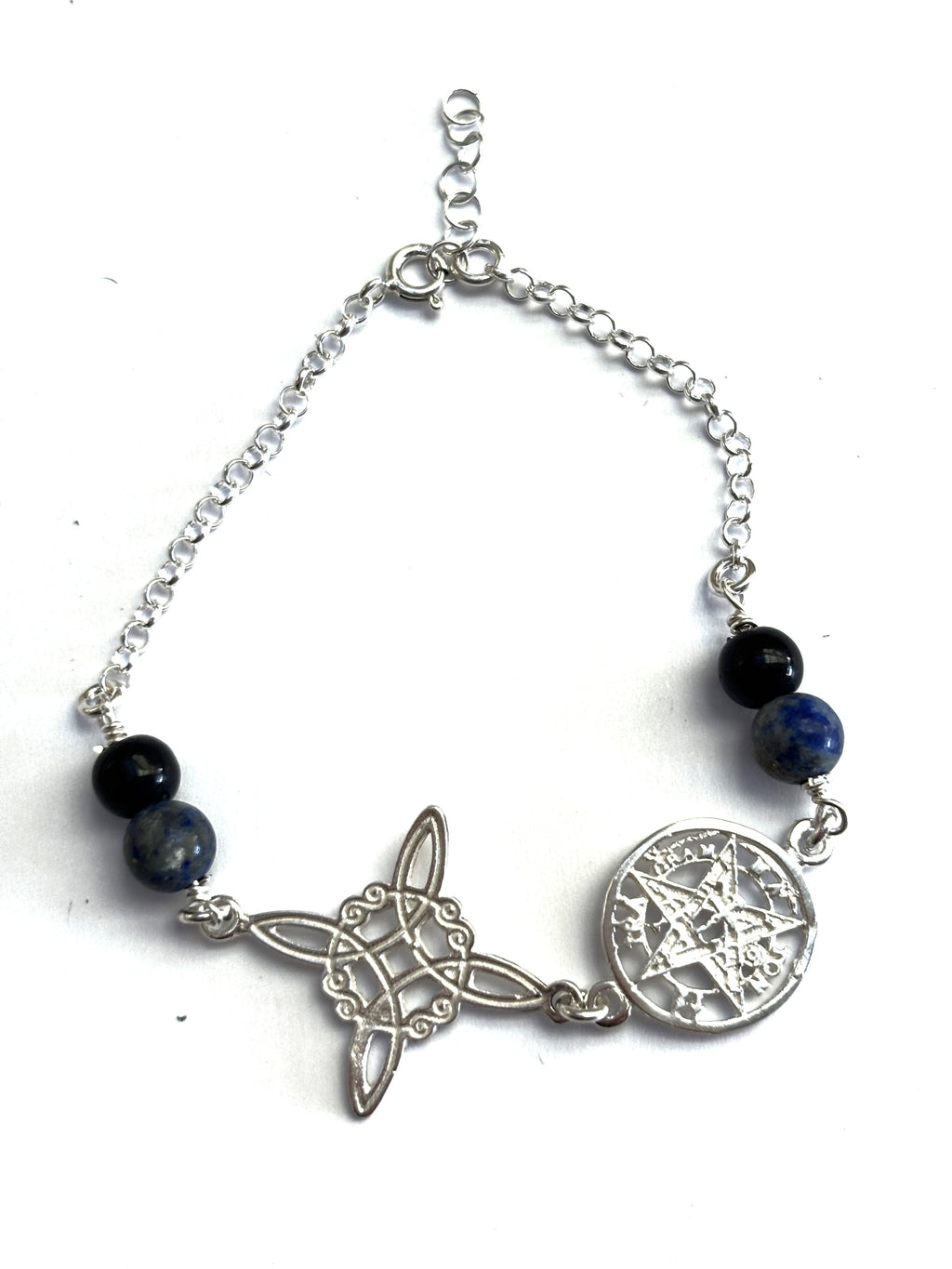Pulsera amuleto doble protección turmalina y lapizlázuli
