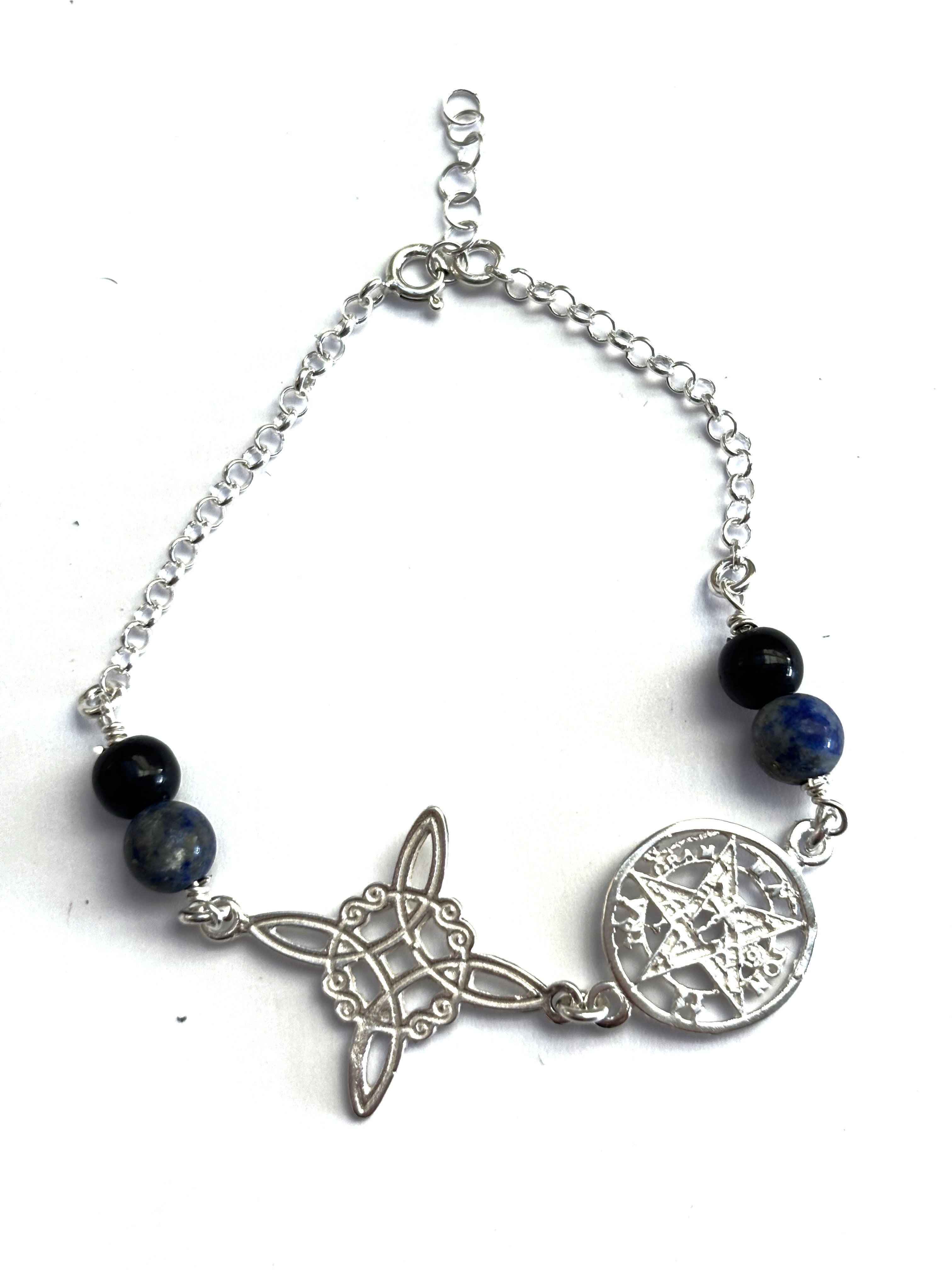 Pulsera amuleto doble protección turmalina y lapizlázuli