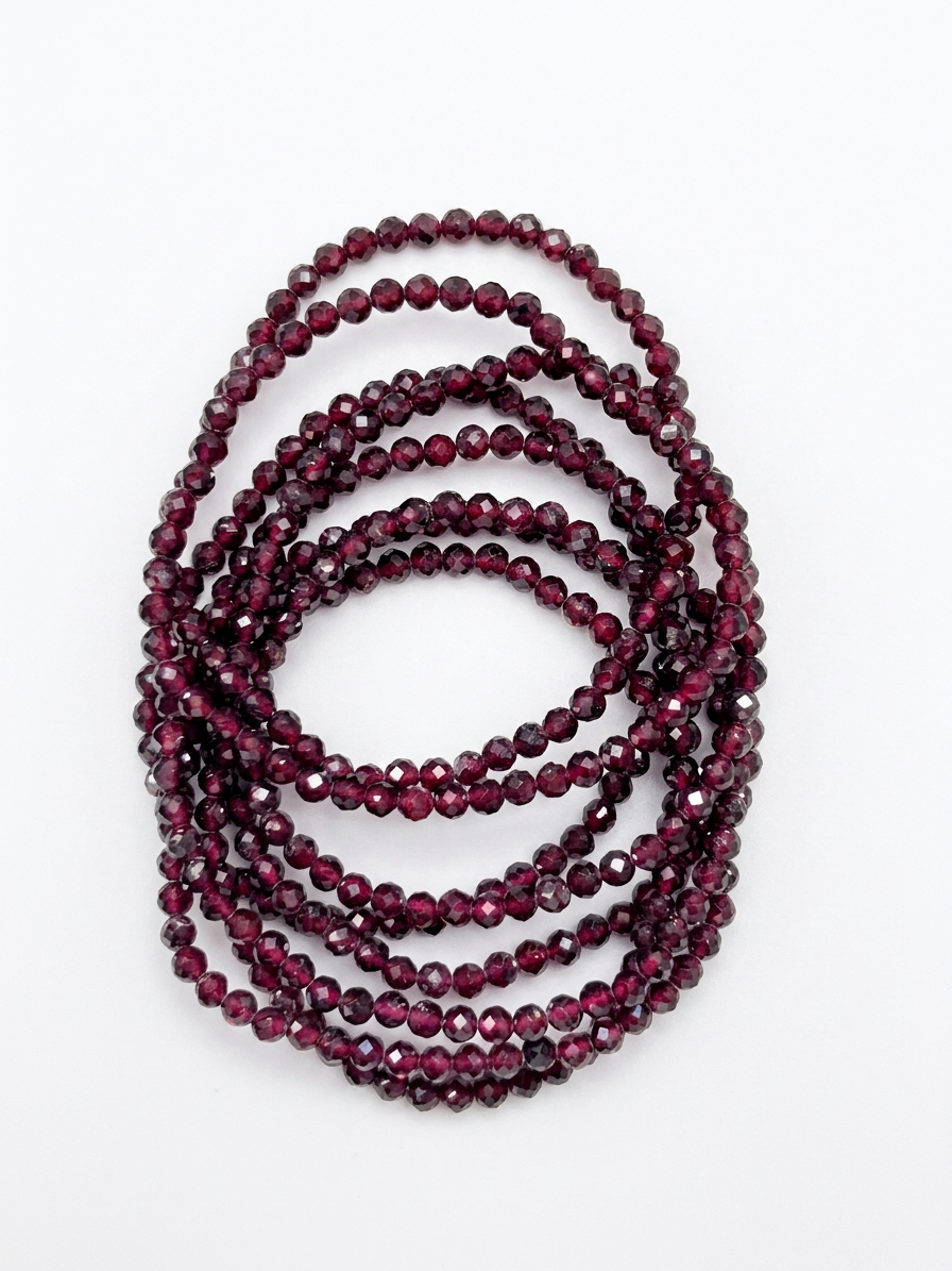 Pulsera Facetada Granate · Plata 925