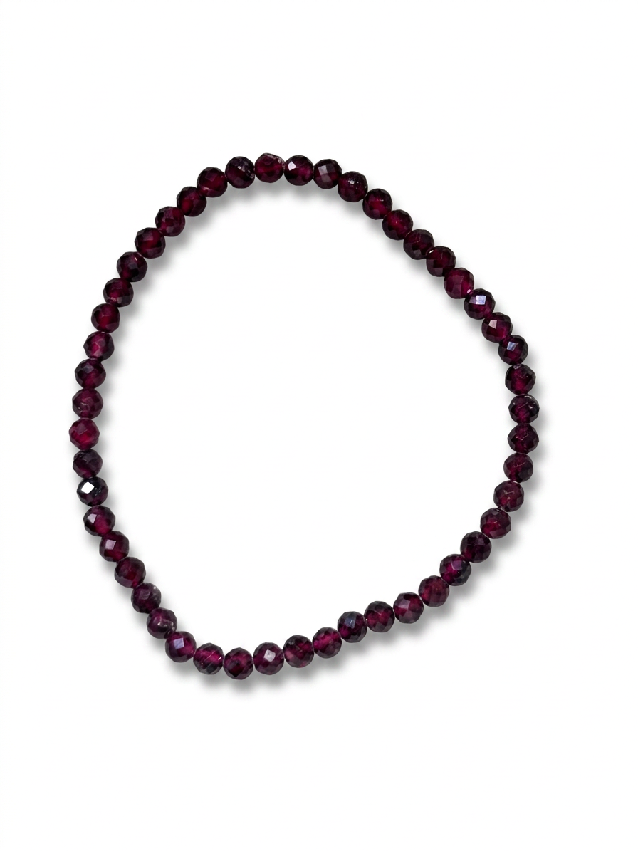 Pulsera Facetada Granate · Plata 925