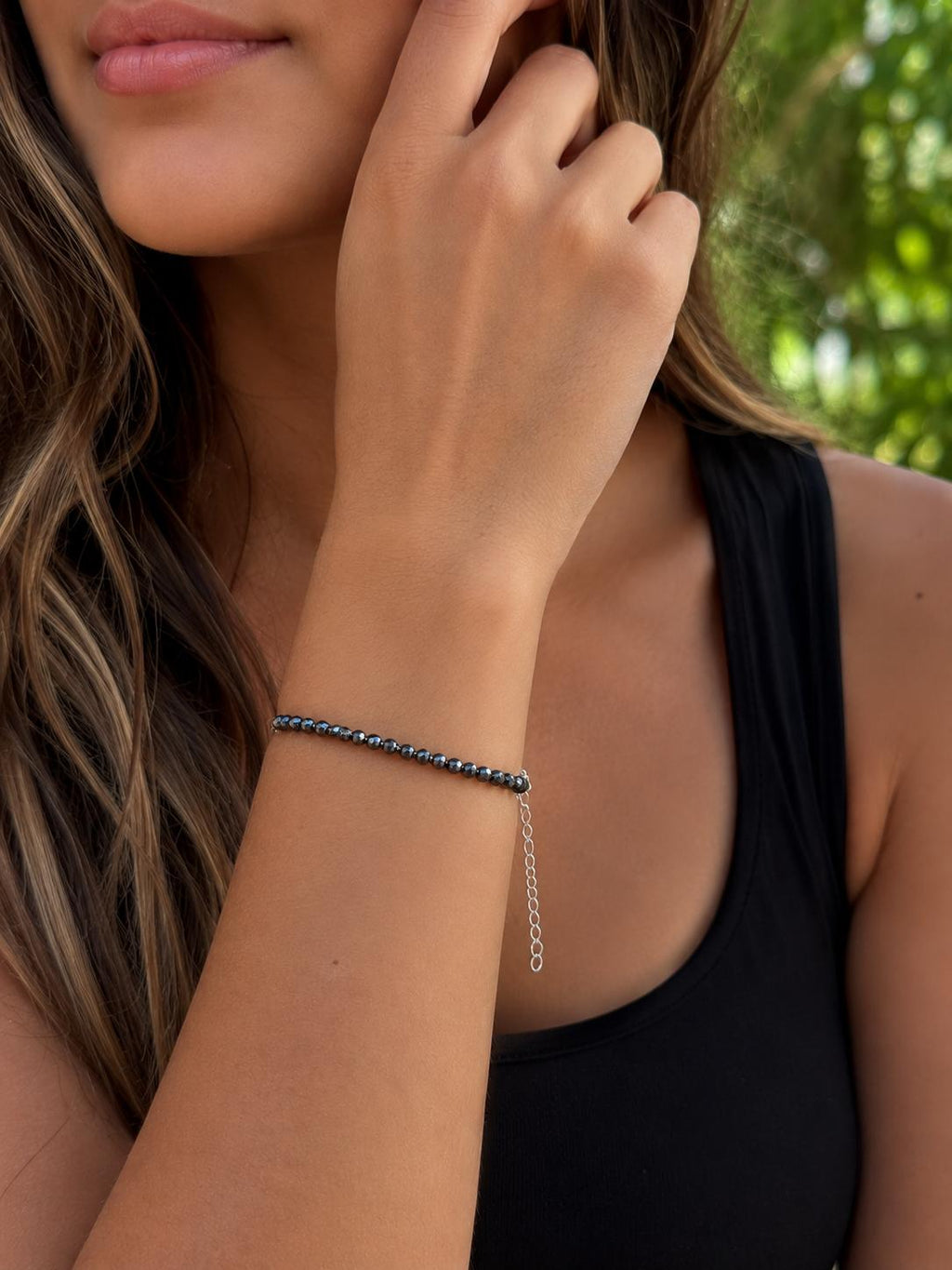 pulsera de Hematites facetada
