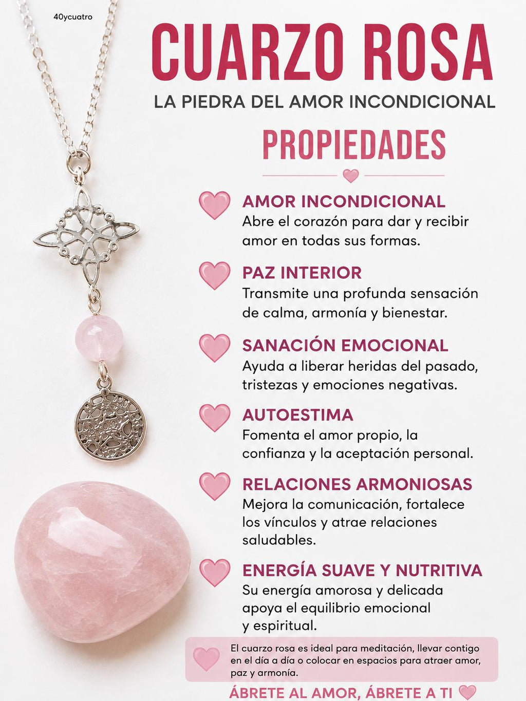 Collar Cuarzo Rosa · Nudo de Bruja y Tetragrámaton · Plata de Ley