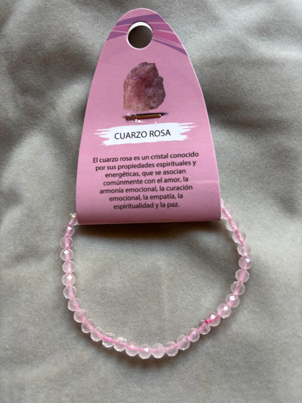 pulsera facetada cuarzo rosa