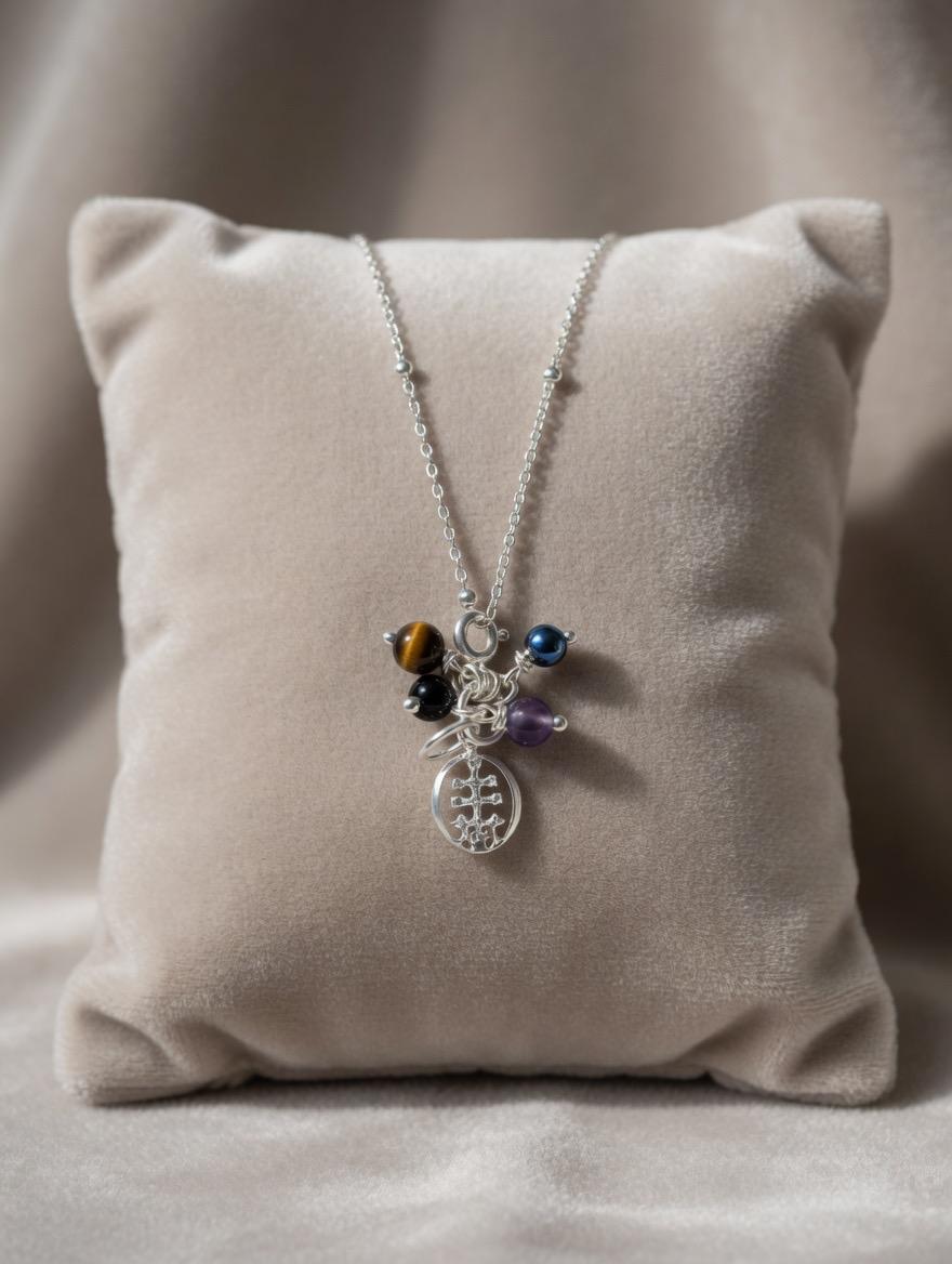 collar moña cruz de Caravaca con sus piedras por excelencia