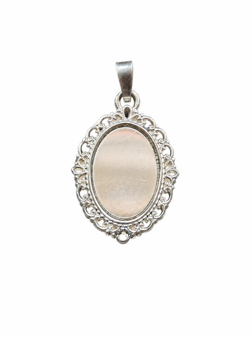 Colgante espejo de volteo en plata 925 con circonita blanca - amuleto de protección esotérica