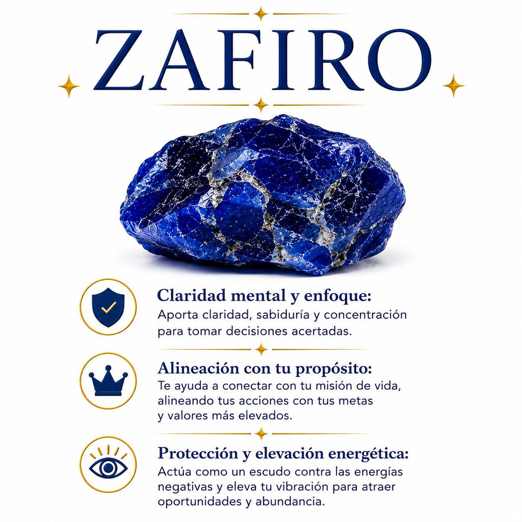 Collar Zafiro Natural con Colgante · Sabiduría y Protección | Plata 925