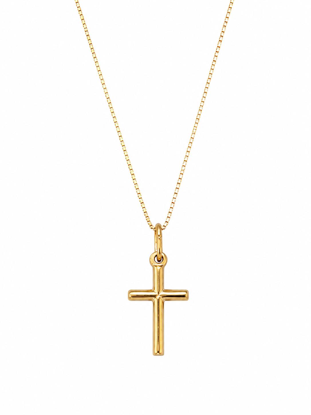 Collar cruz chapado en oro 18k sobre cadena fina dorada – Joyería religiosa 40ycuatro