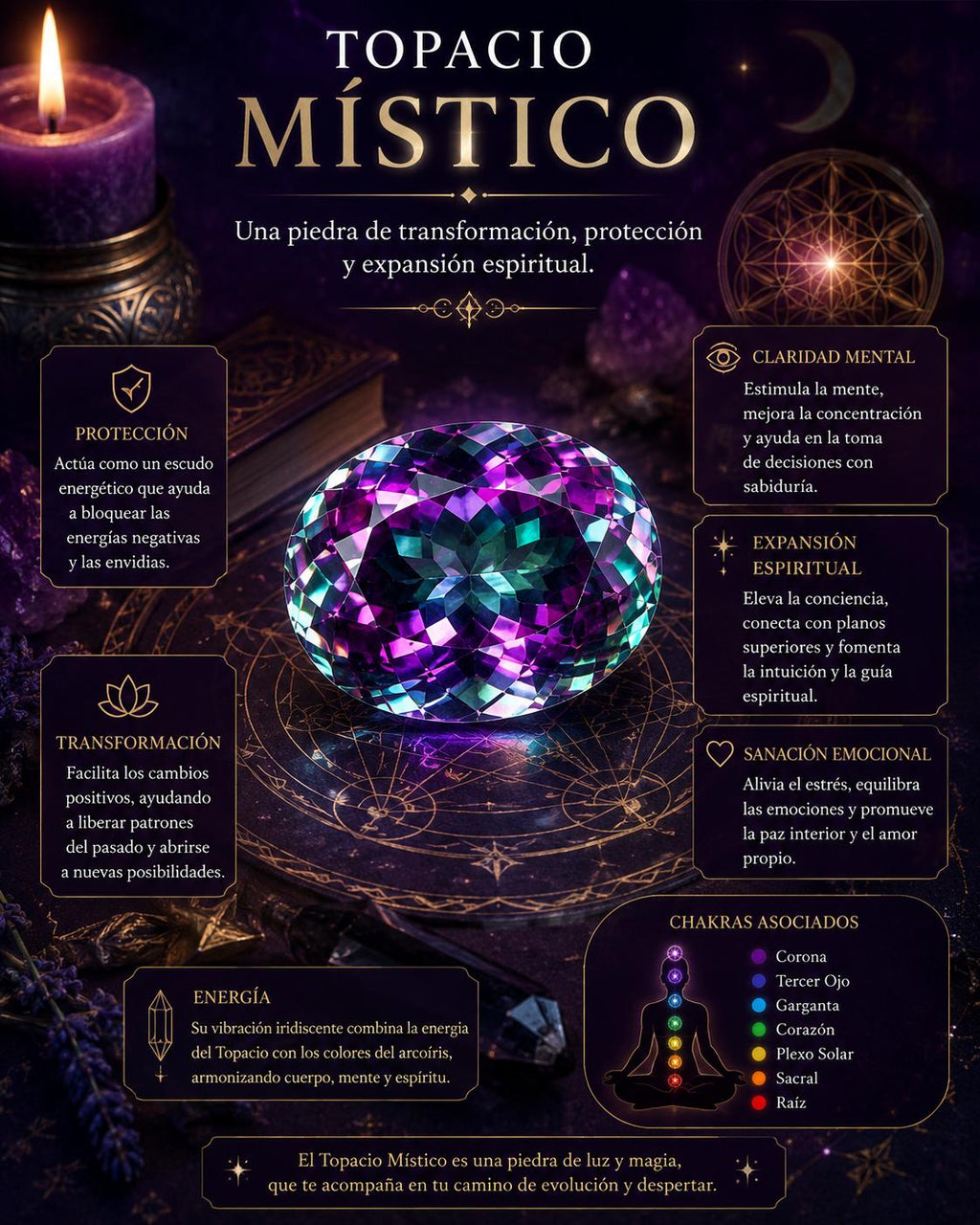 Anillo Topacio Místico · Plata 925, claridad,transformación y confianza