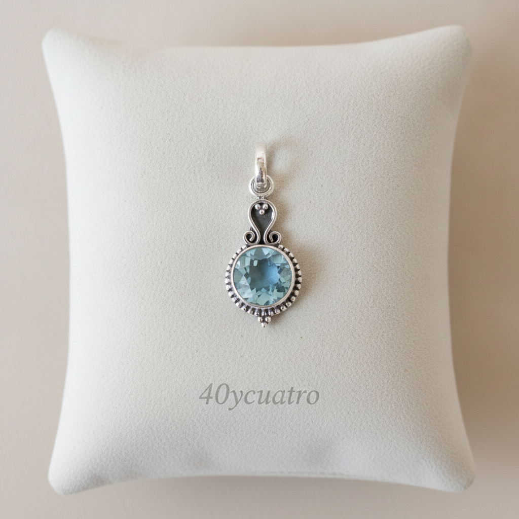 Colgante Topacio Azul · Plata 925