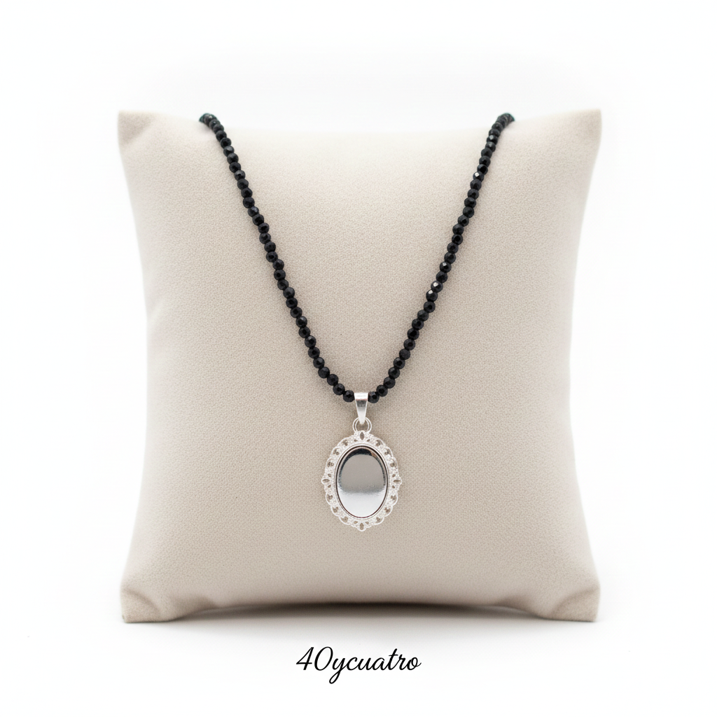 Collar Escudo de Retorno · Turmalina Negra y Espejo de Volteo