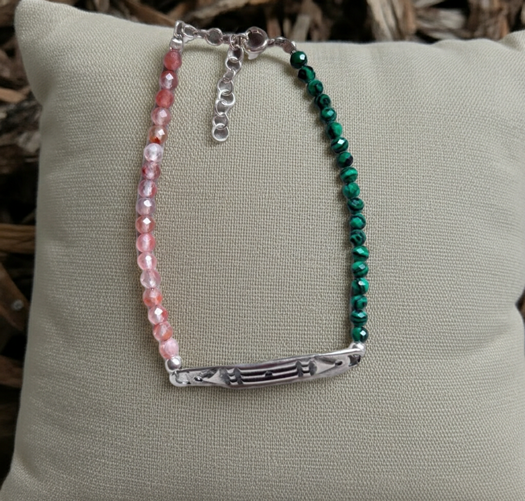 Pulsera Atlante Malaquita y Cornalina